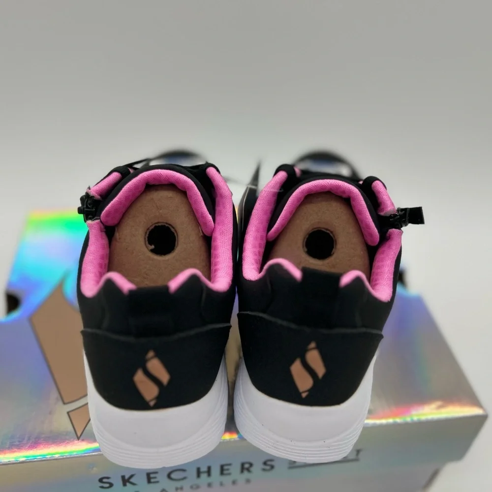 Skechers UNO LITE-EASY ZIP Sneaker, Black/Rose Gold, Unisex little kid - Picture 3 of 5